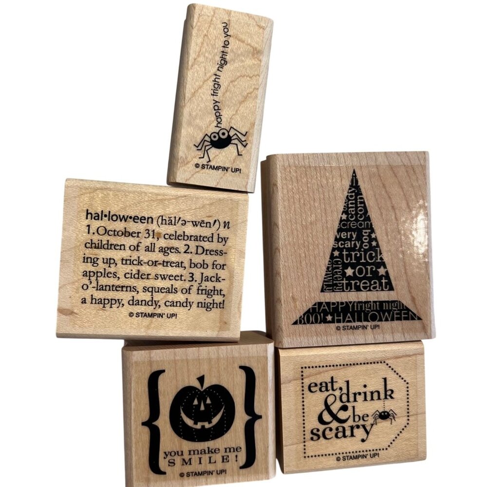 Stampin Up! Eat Drink and Be Scary Halloween-Themed Wood Rubber Stamps